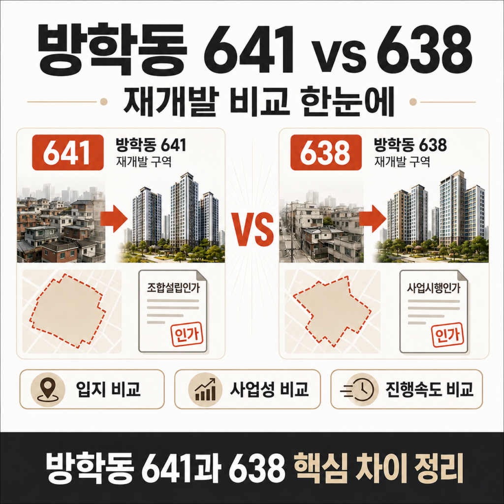 방학동 641 vs 638 재개발 비교
